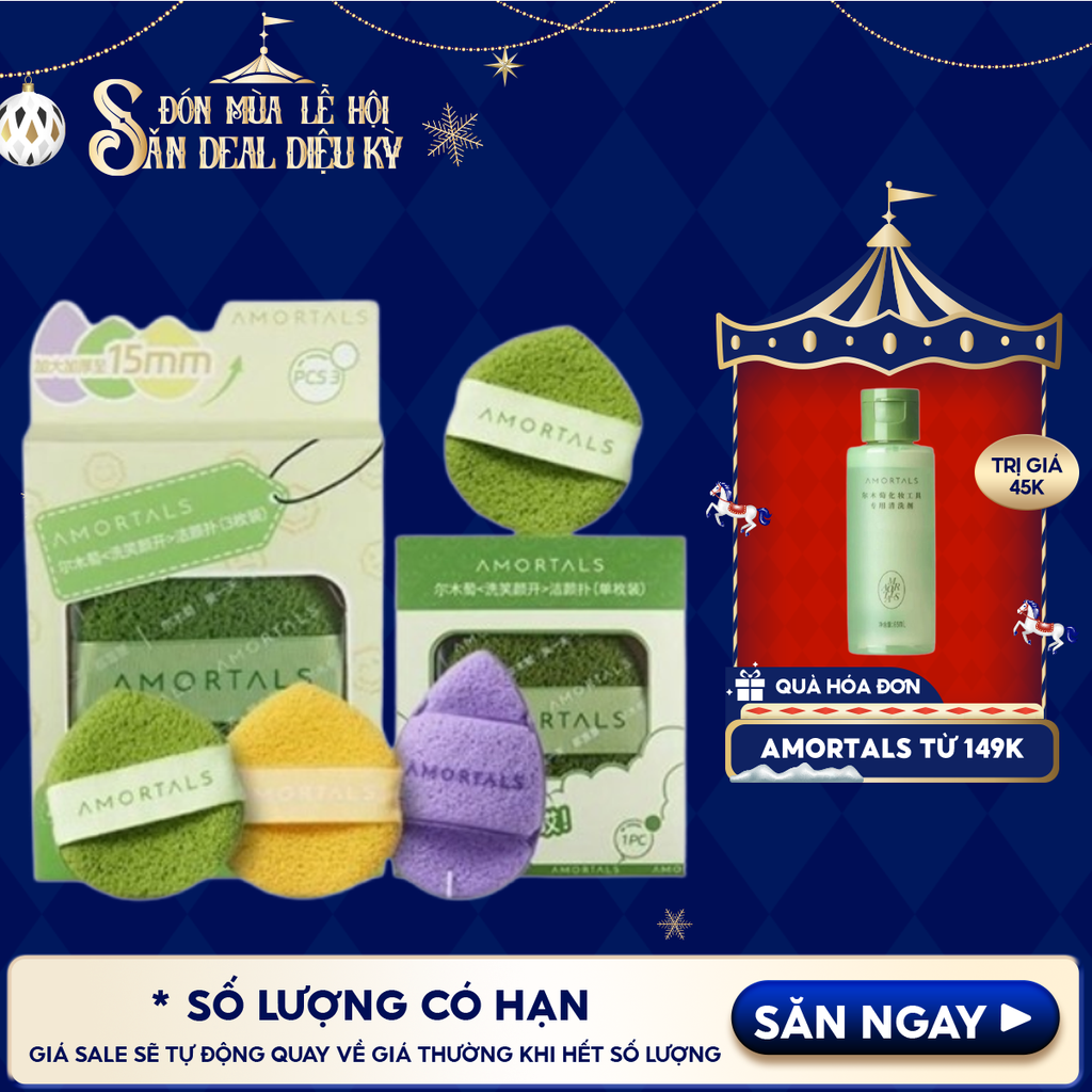 Bông Rửa Mặt Amortals Bọt Biển Wash To Smile Face-washing Puff