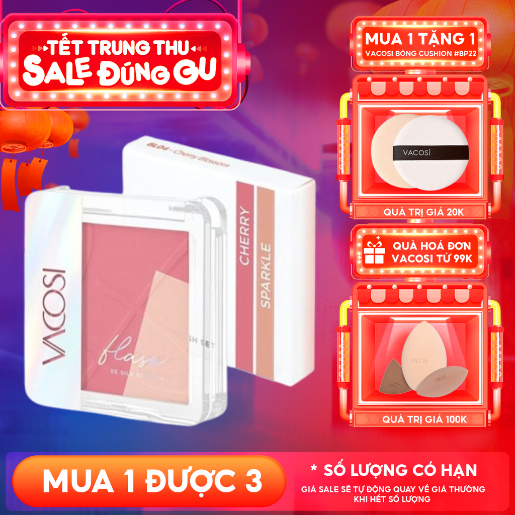 Phấn Má Hồng Và Bắt Sáng Vacosi Flaso Blush Set 8.3g