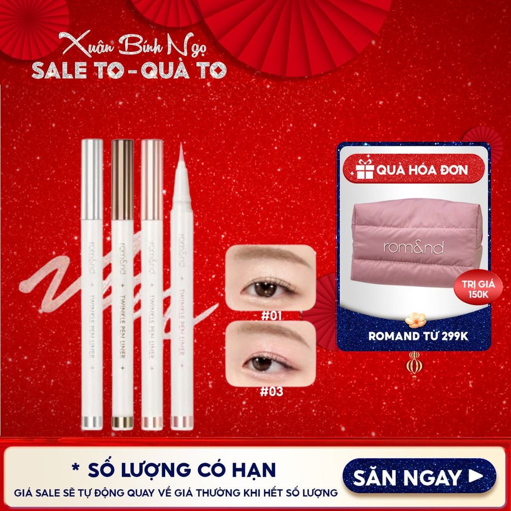 Bút Nhũ Mắt Romand Dạng Gel, Kẻ Bọng Mắt Ánh Nhũ Lấp Lánh, Lâu Trôi Twinkle Pen Liner 0.5g