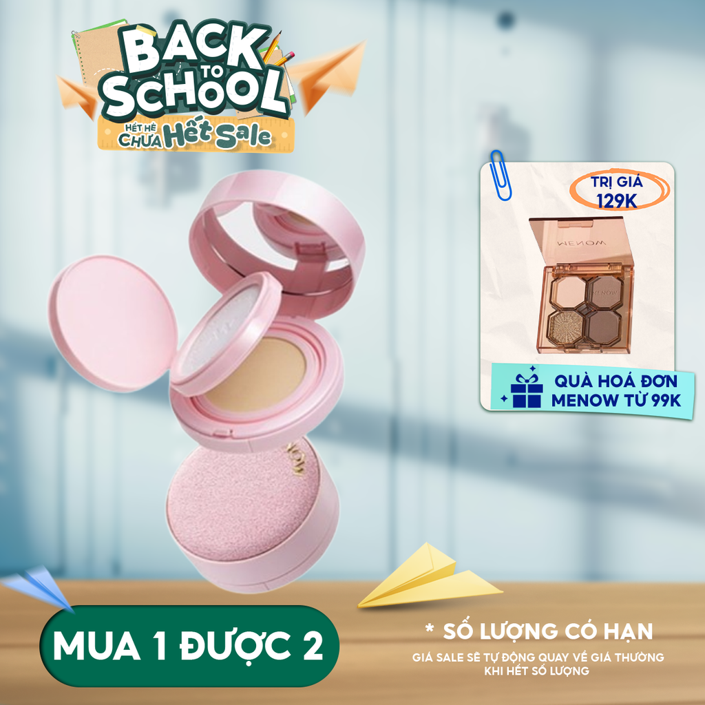 Phấn Nước Kèm Phấn Phủ 2in1 MENOW Kiềm Dầu, Dưỡng Ẩm Light Makeup Powder Cushion Powder Cream 17g