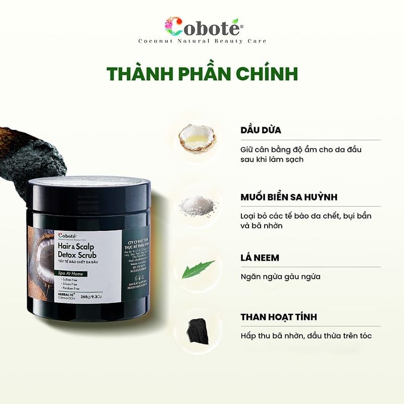 Tẩy Tế Bào Chết Da Đầu COBOTÉ Hair & Scalp Detox Scrub