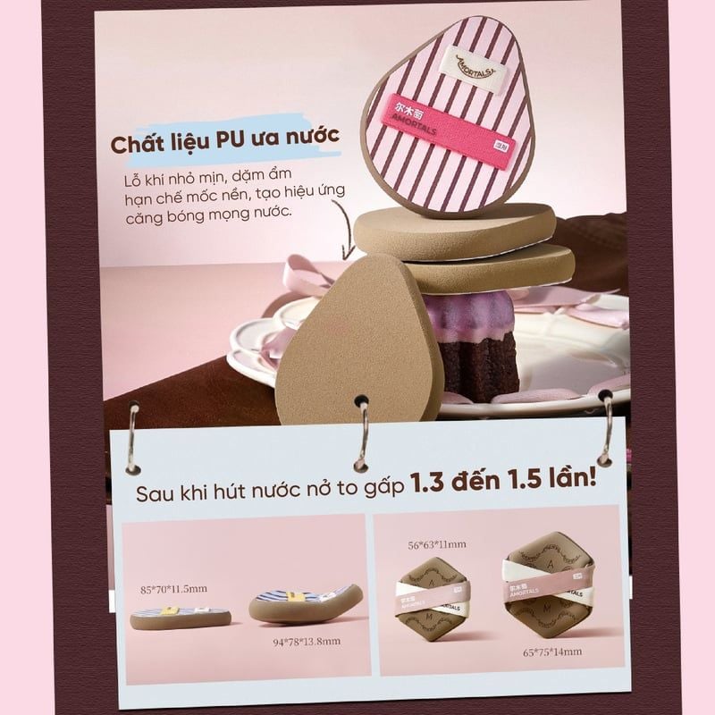 Bộ Cọ & Bông Mút Trang Điểm Amortals Ok Foundation Tool Set (6 Pcs/Set)