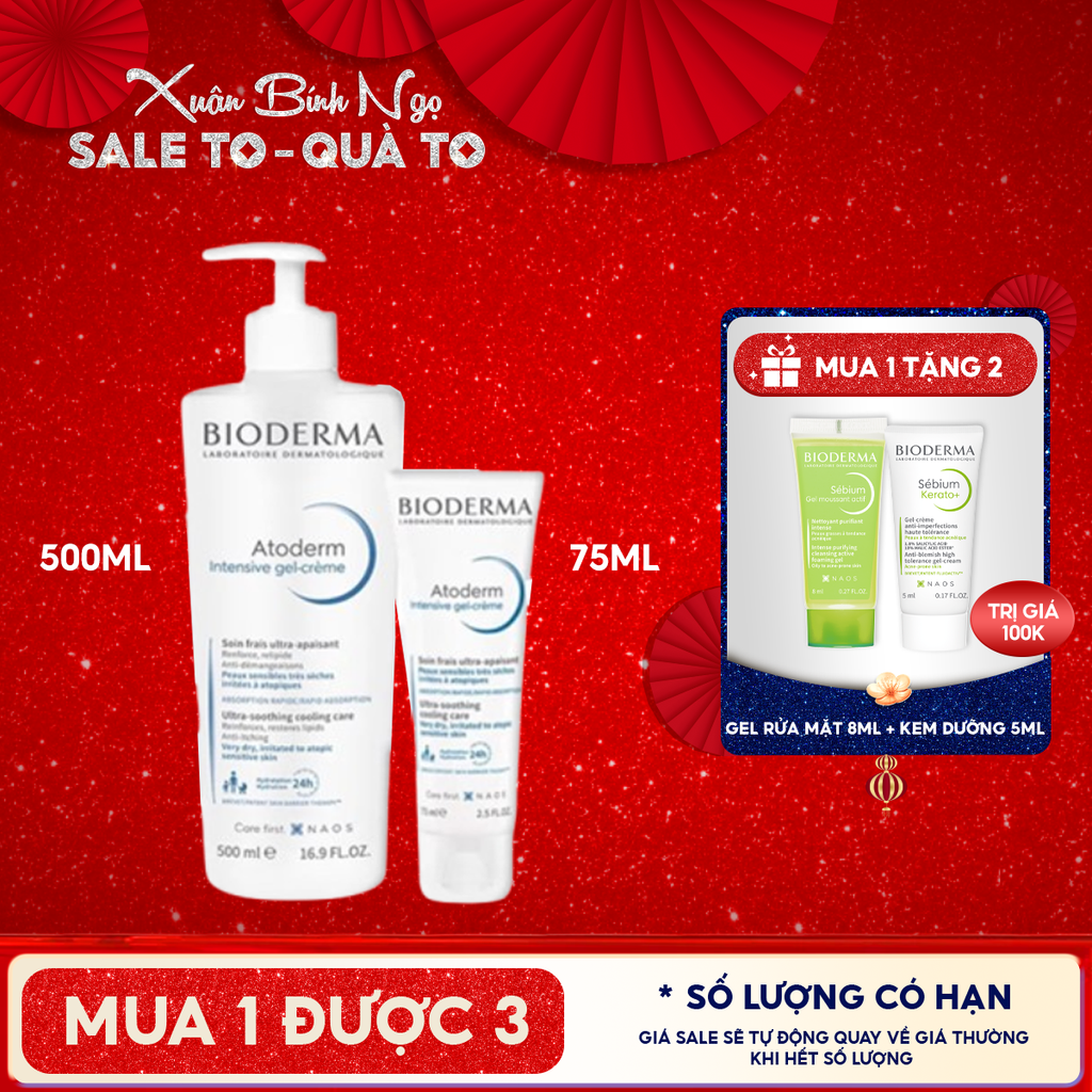 Kem Dưỡng Ẩm Bioderma Làm Dịu Dạng Gel Cho Da Rất Khô Atoderm Intensive Gel-Creme 500ml