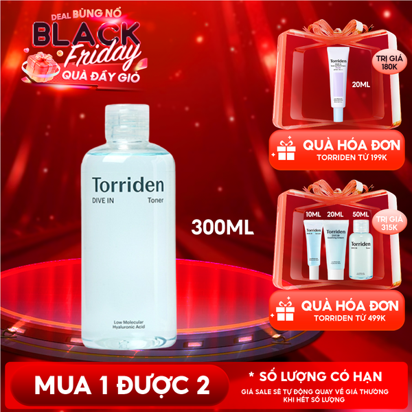  Nước Hoa Hồng Torriden Dưỡng Ẩm, Làm Dịu Da Dive-In Low Molecular Hyaluronic Acid Toner 300ml 