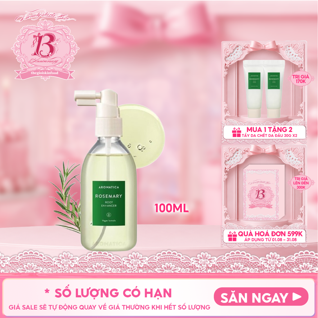 Xịt Dưỡng Chân Tóc Aromatica Hương Thảo Rosemary Root Enhancer 100ml