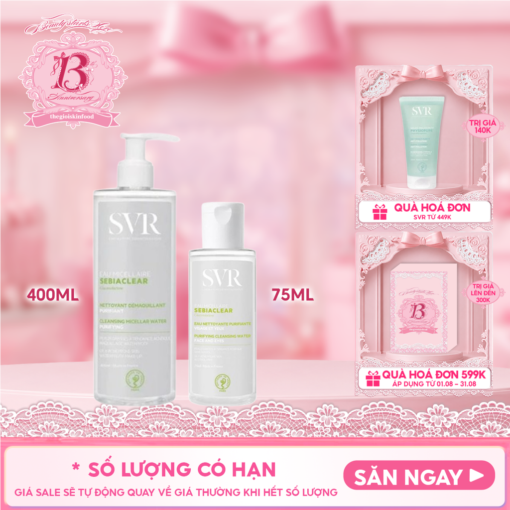 Nước Tẩy Trang SVR Làm Sạch Sâu, Hỗ Trợ Giảm Dầu Nhờn Sebiaclear Eau Micellaire