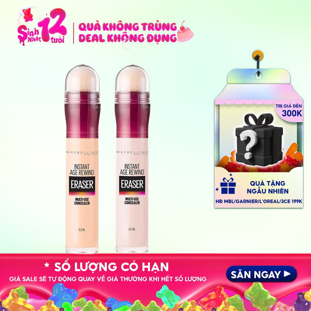 Bút Che Khuyết Điểm Maybelline Đa Năng Che Phủ Hoàn Hảo Instant Age Rewind Eraser Multi-Use Concealer SPF 30 6ml