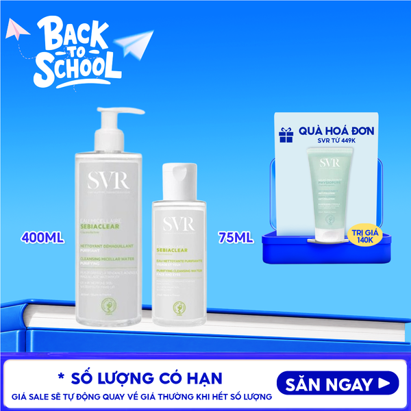  Nước Tẩy Trang SVR Làm Sạch Sâu, Hỗ Trợ Giảm Dầu Nhờn Sebiaclear Eau Micellaire 