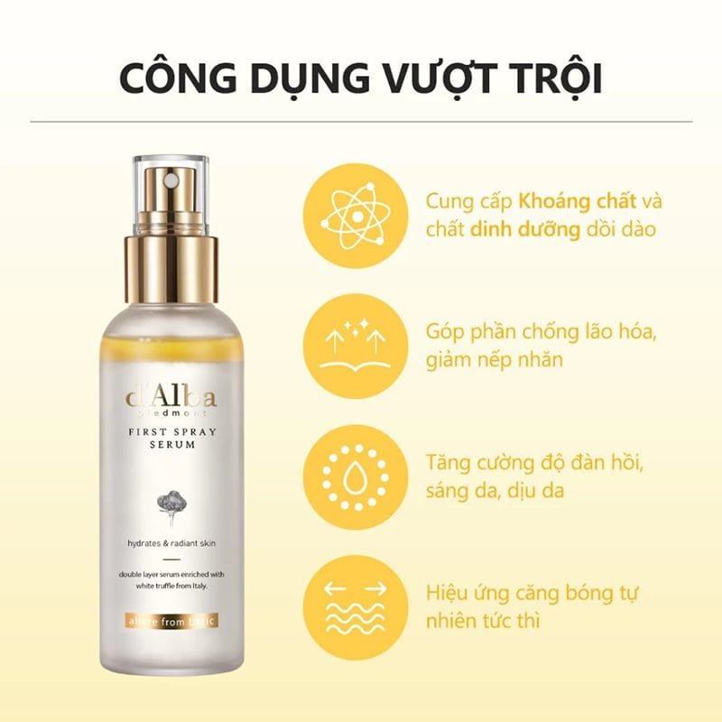 Serum Tinh Chất Dưỡng D'Alba Cấp Ẩm, Làm Dịu Da, Căng Bóng White Truffle Spray Serum 100ml