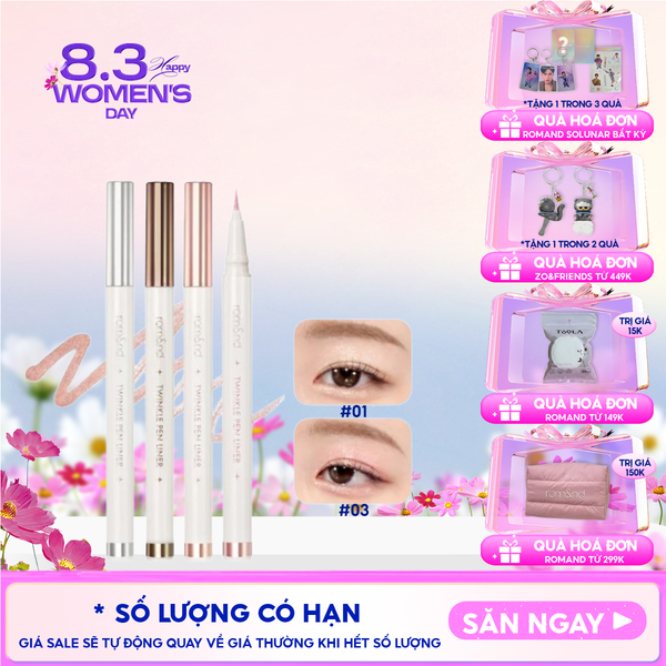  Bút Nhũ Mắt Romand Dạng Gel, Kẻ Bọng Mắt Ánh Nhũ Lấp Lánh, Lâu Trôi Twinkle Pen Liner 0.5g 