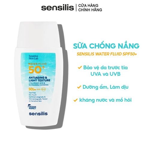Sữa Chống Nắng Sensilis Mỏng Nhẹ, Dưỡng Ẩm Water Fluid SPF50+ 40ml
