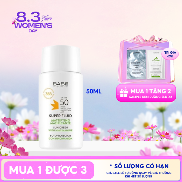  Kem Chống Nắng LABORATORIOS BABÉ Kiểm Soát Dầu Super Fluid Mattifying Sunscreen SPF50 50ml 