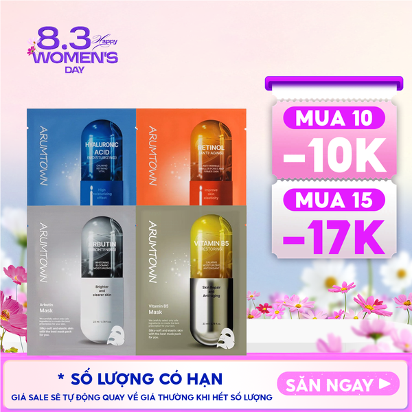  Mặt Nạ Arumtown Cấp Ẩm, Hỗ Trợ Dưỡng Sáng, Làm Đều Màu Da Mask 23ml 