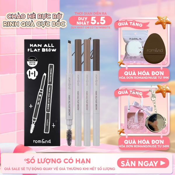  Chì Kẻ Mày Ngang Romand Cho Chân Mày Sắc Nét, Lâu Trôi Han All Flat Brow 