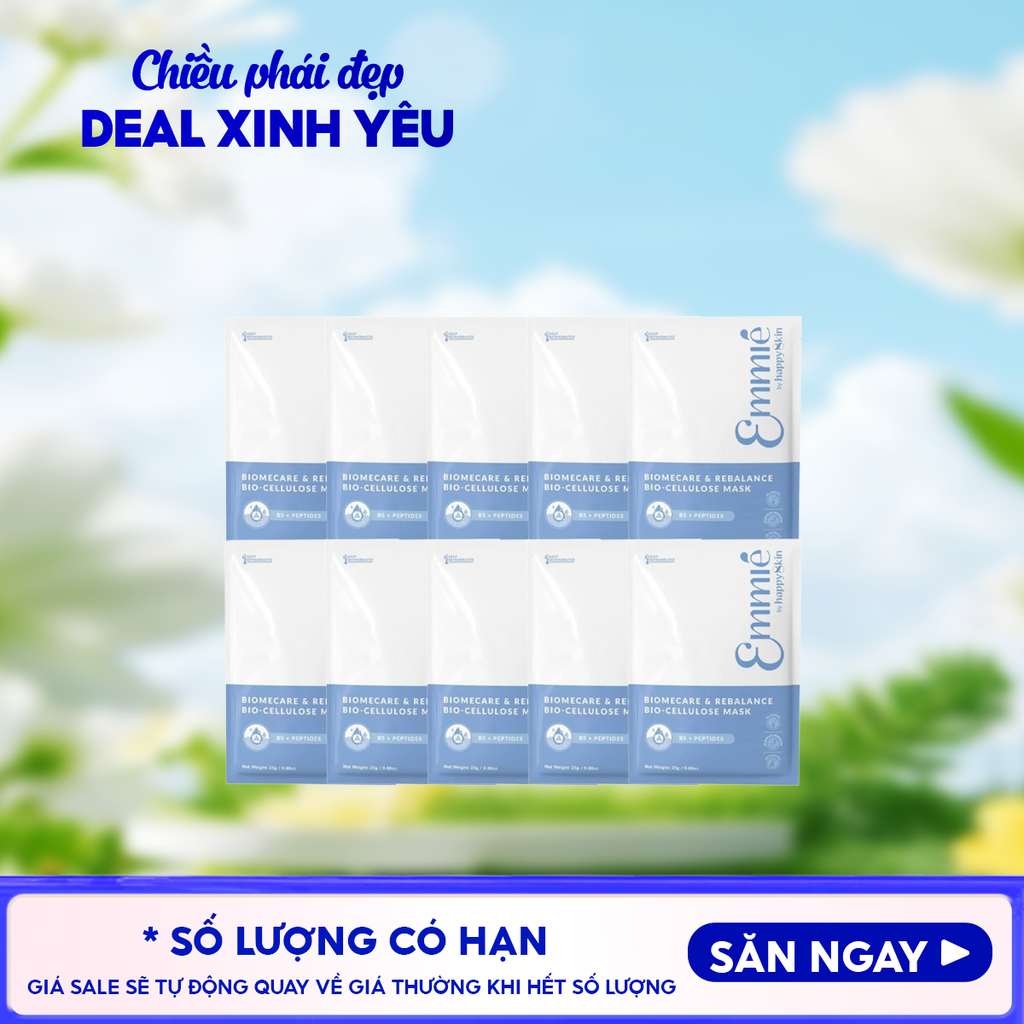 Combo Mask 10 Miếng Mặt Nạ Dưỡng Emmié By HappySkin Cấp Ẩm, Hỗ Trợ Phục Hồi, Làm Sáng Da Bio Cellulose Mask