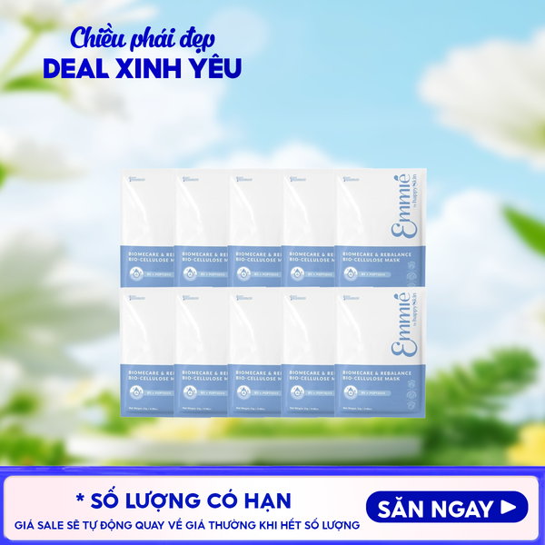  Combo Mask 10 Miếng Mặt Nạ Dưỡng Emmié By HappySkin Cấp Ẩm, Hỗ Trợ Phục Hồi, Làm Sáng Da Bio Cellulose Mask 