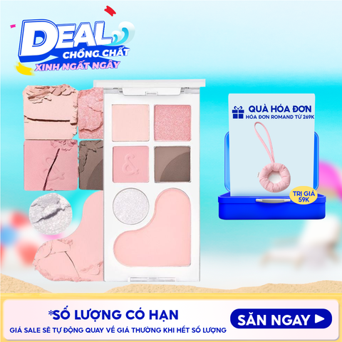 Bảng Phấn Mắt & Má Hồng Romand Ngọt Ngào, Lấp Lánh Bare Layer Palette 14g