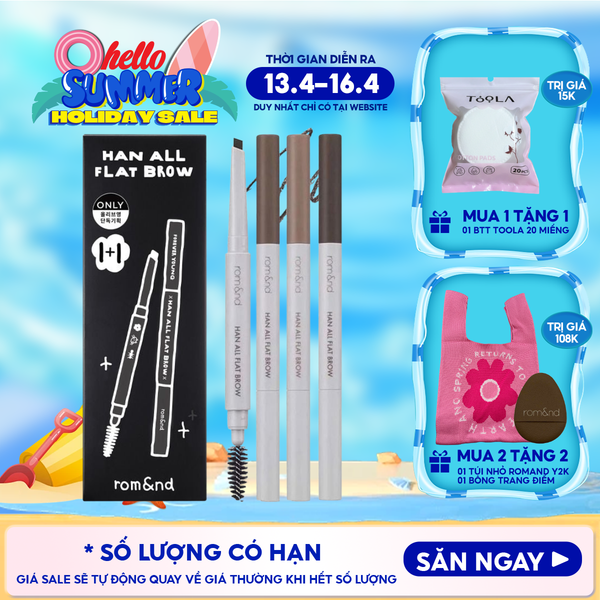  Chì Kẻ Mày Ngang Romand Cho Chân Mày Sắc Nét, Lâu Trôi Han All Flat Brow 