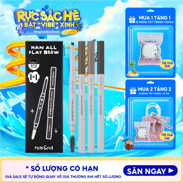  Chì Kẻ Mày Ngang Romand Cho Chân Mày Sắc Nét, Lâu Trôi Han All Flat Brow 