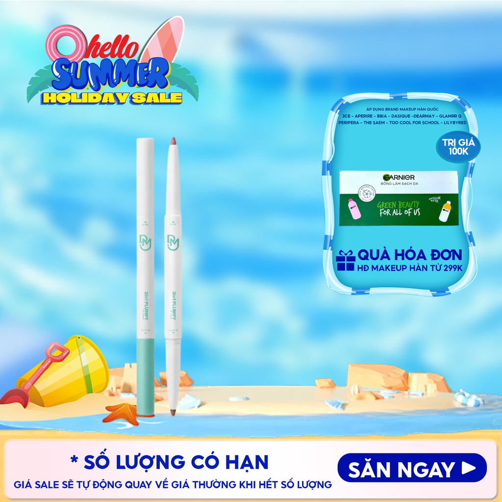 Chì Kẻ Viền Môi Dearmay Tạo Khối Môi 2 Đầu 2In1 Plumpy Lip Liner 0.46g