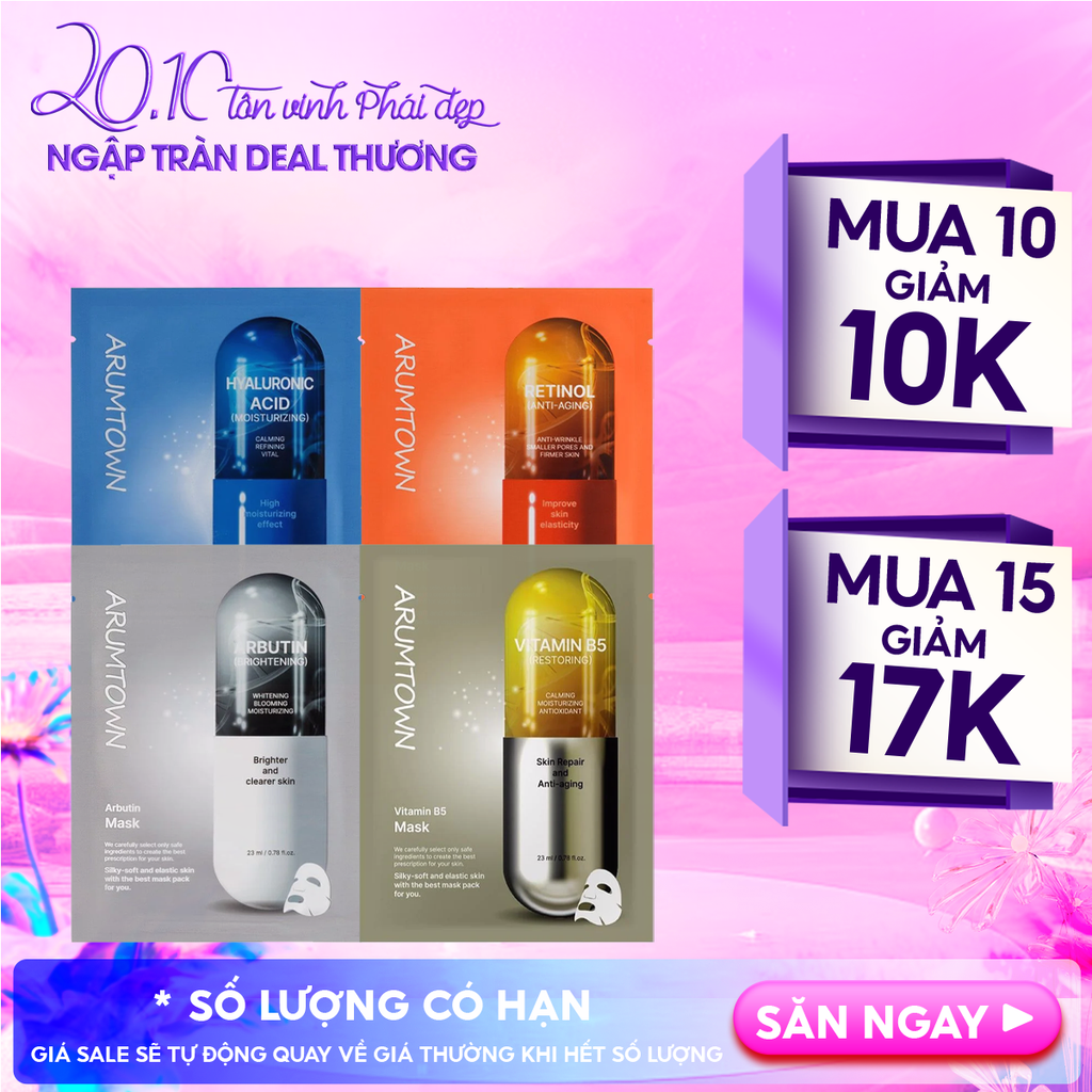 Mặt Nạ Arumtown Cấp Ẩm, Hỗ Trợ Dưỡng Sáng, Làm Đều Màu Da Mask 23ml