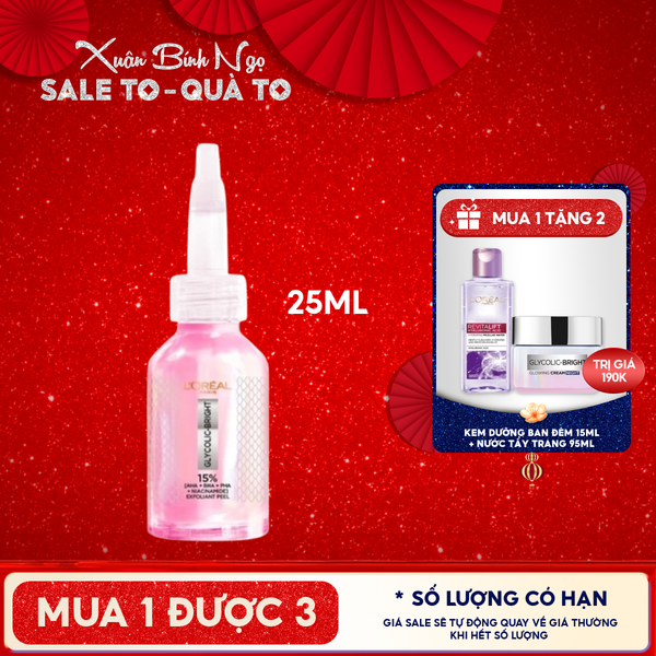  Dưỡng Chất Peel Sáng Da L'Oreal Làm Sạch Tế Bào Chết Glycolic-Bright Anti-Dark Spot Exfoliant Peel 25ml 