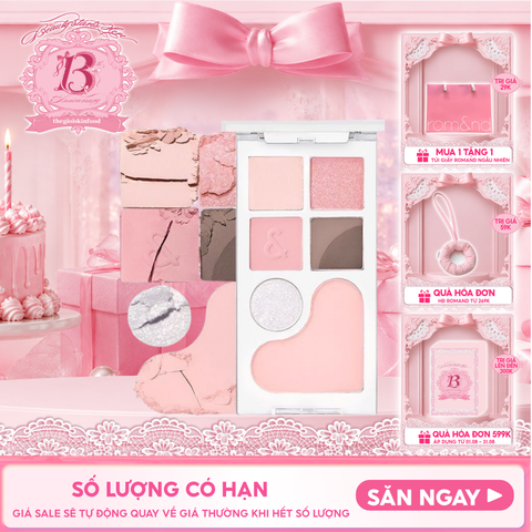 Bảng Phấn Mắt & Má Hồng Romand Ngọt Ngào, Lấp Lánh Bare Layer Palette 14g