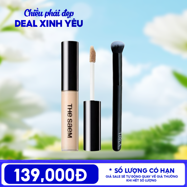  Combo : Kem Che Khuyết Điểm The Saem Tip Concealer + Cọ Che Khuyết Điểm TOOLA Concealer Brush 