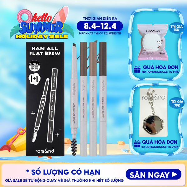  Chì Kẻ Mày Ngang Romand Cho Chân Mày Sắc Nét, Lâu Trôi Han All Flat Brow 
