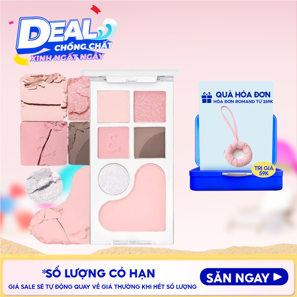 Bảng Phấn Mắt & Má Hồng Romand Ngọt Ngào, Lấp Lánh Bare Layer Palette 14g 