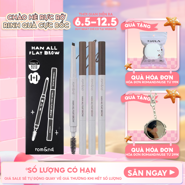  Chì Kẻ Mày Ngang Romand Cho Chân Mày Sắc Nét, Lâu Trôi Han All Flat Brow 