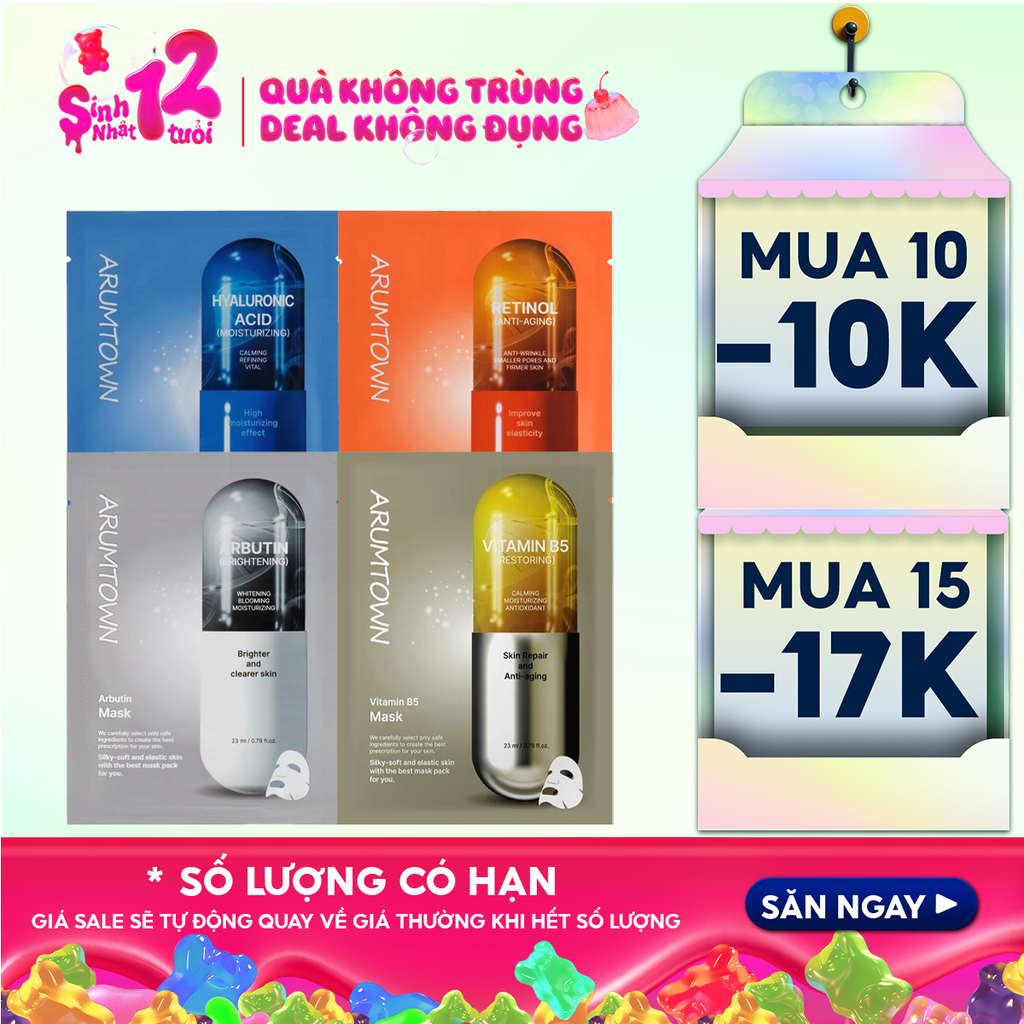 Mặt Nạ Arumtown Cấp Ẩm, Hỗ Trợ Dưỡng Sáng, Làm Đều Màu Da Mask 23ml
