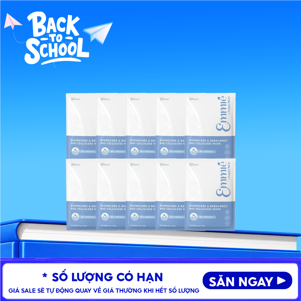 Combo Mask 10 Miếng Mặt Nạ Dưỡng Emmié By HappySkin Cấp Ẩm, Hỗ Trợ Phục Hồi, Làm Sáng Da Bio Cellulose Mask