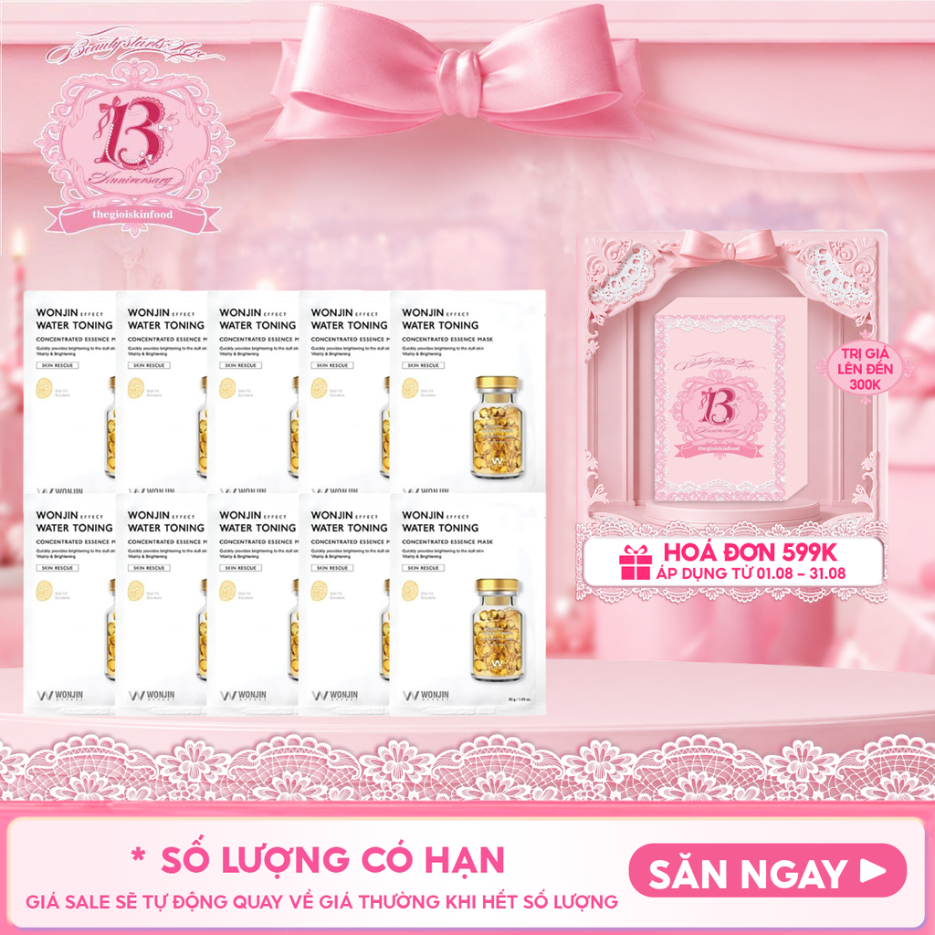 Combo 10 Miếng Mặt Nạ Cấp Ẩm, Hỗ Trợ Dưỡng Sáng Wonjin Effect Concentrated Essence Mask