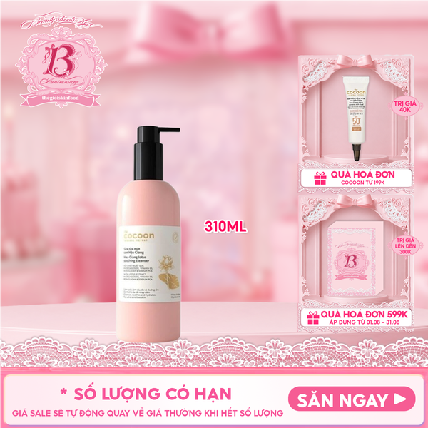  Sữa Rửa Mặt Sen Hậu Giang Làm Dịu Da Cocoon Lotus Soothing Cleanser 310ml 