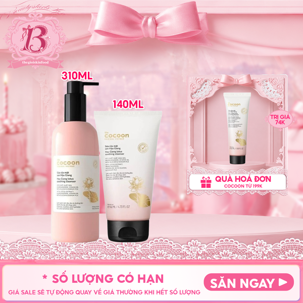  Sữa Rửa Mặt Sen Hậu Giang Làm Dịu Da Cocoon Lotus Soothing Cleanser 310ml 
