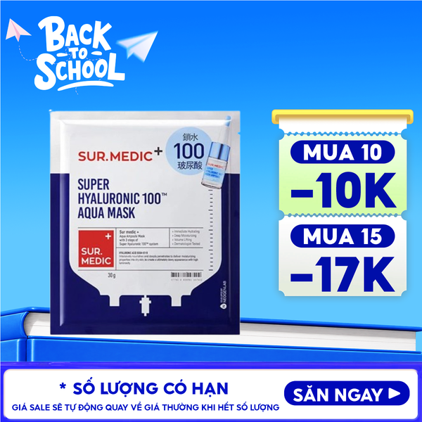  Mặt Nạ Sur.Medic+ Hỗ Trợ Cấp Nước Chuyên Sâu Super Hyaluronic 100™ Aqua Mask 30g 
