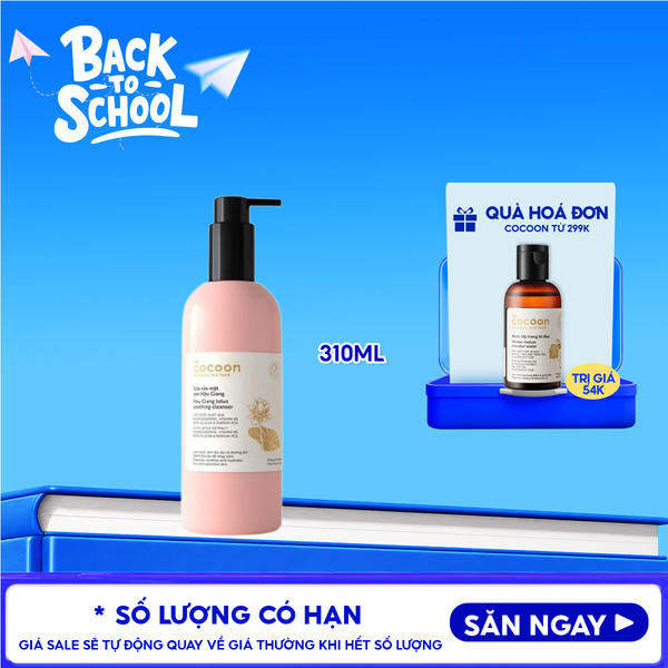  Sữa Rửa Mặt Sen Hậu Giang Làm Dịu Da Cocoon Lotus Soothing Cleanser 310ml 