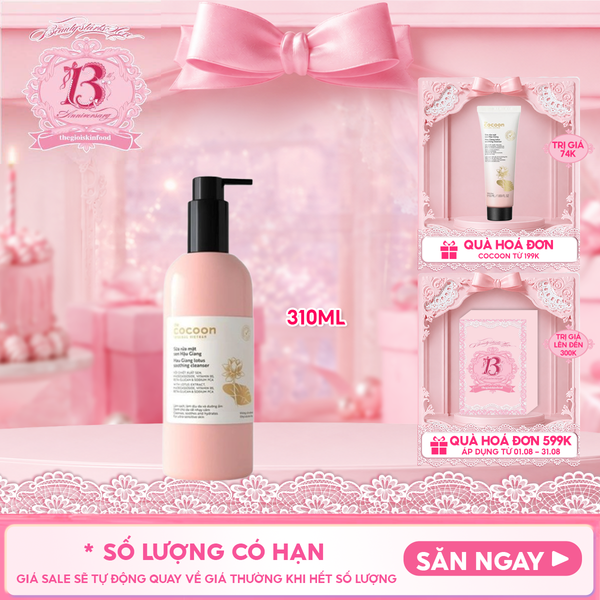  Sữa Rửa Mặt Sen Hậu Giang Làm Dịu Da Cocoon Lotus Soothing Cleanser 310ml 