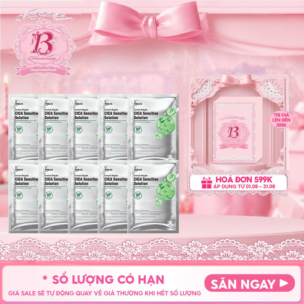 Combo 10 Miếng Mặt Nạ Cấp Ẩm, Tăng Sinh Collagen, Hỗ Trợ Phục Hồi Da Dr.Wonjin Instant Repair Solution 30ml