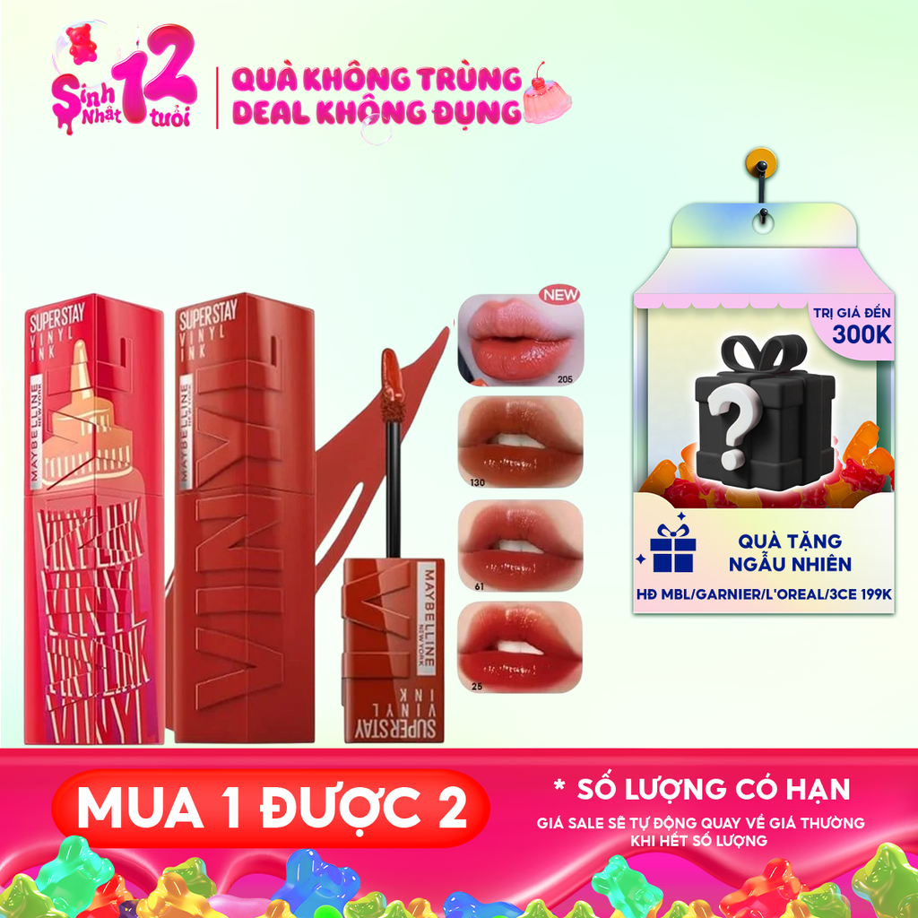 (BST SON "SỐT") Son Kem Bóng Maybelline Bền Màu, Nhẹ Môi New York Superstay Vinyl Ink 4.2ml
