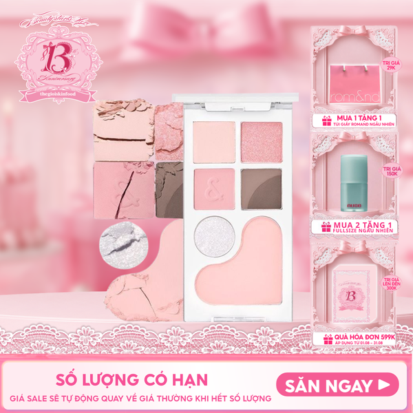  Bảng Phấn Mắt & Má Hồng Romand Ngọt Ngào, Lấp Lánh Bare Layer Palette 14g 
