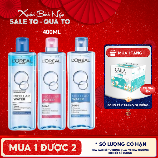 Nước Tẩy Trang L'Oreal Làm Sạch Tươi Mát, Dưỡng Ẩm Cho Da 3-in-1 Micellar Water 
