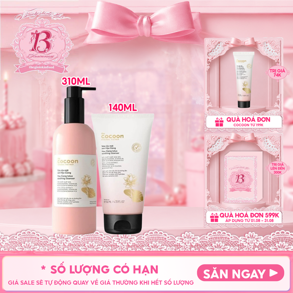  Sữa Rửa Mặt Sen Hậu Giang Làm Dịu Da Cocoon Lotus Soothing Cleanser 310ml 