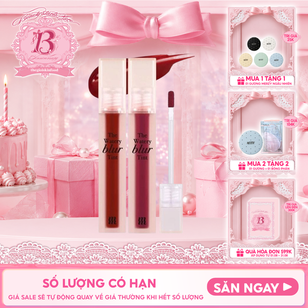  Son Kem Lì Lên Màu Chuẩn, Mịn Mượt Nhẹ Môi Merzy The Watery Blur Tint 4ml 
