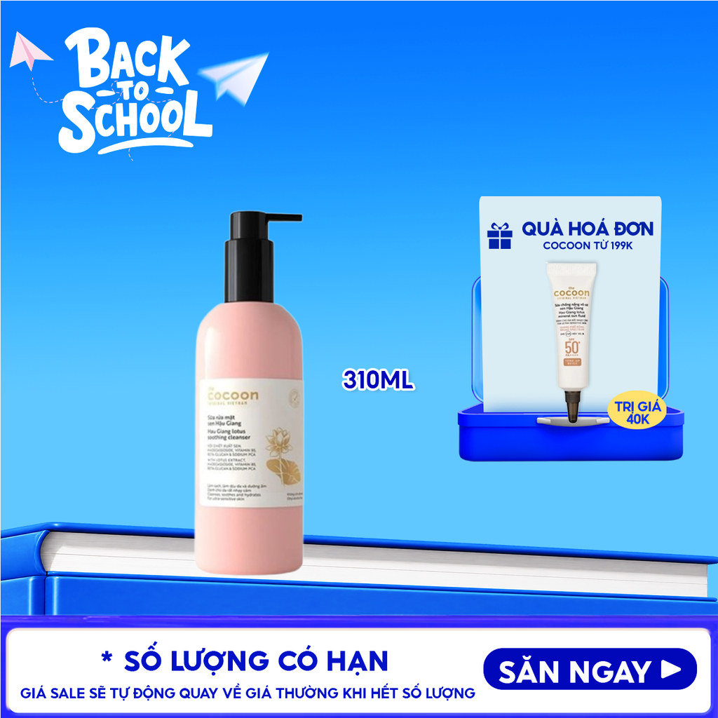 Sữa Rửa Mặt Sen Hậu Giang Làm Dịu Da Cocoon Lotus Soothing Cleanser 310ml