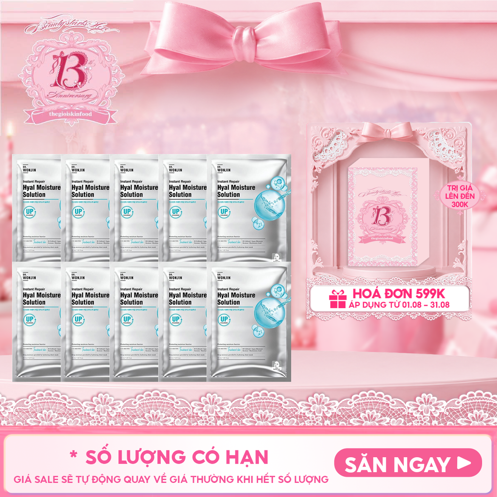 Combo 10 Miếng Mặt Nạ Cấp Ẩm, Tăng Sinh Collagen, Hỗ Trợ Phục Hồi Da Dr.Wonjin Instant Repair Solution 30ml