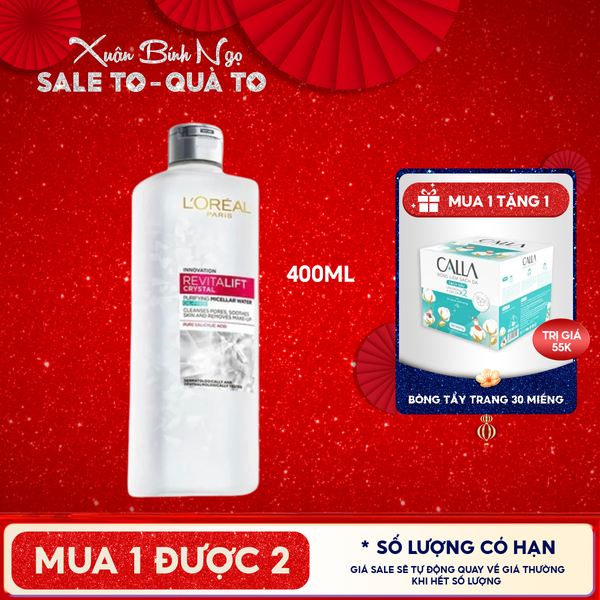  Nước Tẩy Trang L'oreal Làm Sạch Cho Da Dầu Revitalift Crystal Purifying Micellar Water 