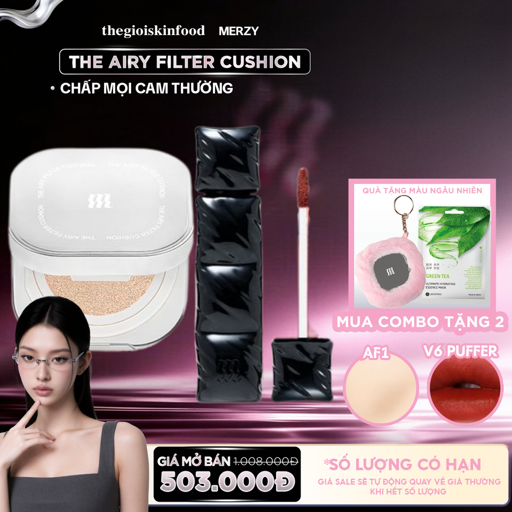 [MUA 2 NHẬN 4] Combo Merzy: Phấn nước Merzy The Airy Filter Cushion + Son Merzy Best Seller (New Dew/ Puffer/Bisous/Glam/ Fit Blur Tint)