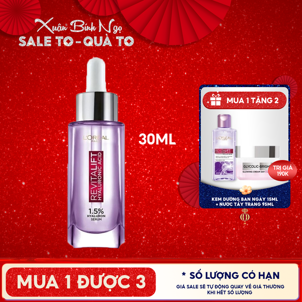  Serum L'Oreal Cấp Ẩm, Cải Thiện Nếp Nhăn Revitalift 1.5% Hyaluronic Acid Serum 